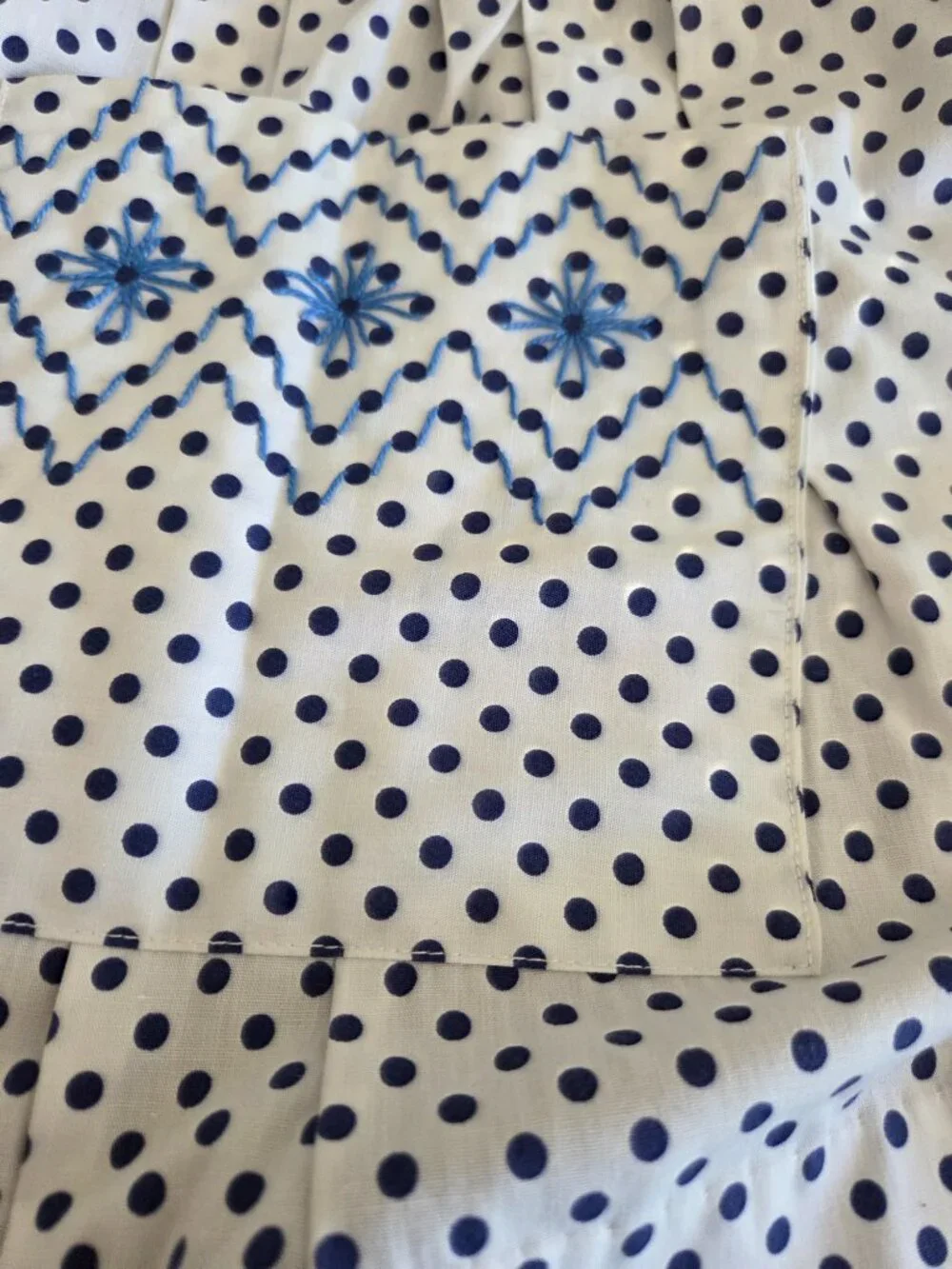 Vintage Style Handmade Polka Dot Apron Embroidered Cottage Farmhouse Kitchen